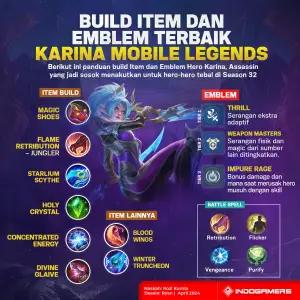 Build Terbaik Hero Karina Mobile Legends Season 32 (FOTO: Schnix)