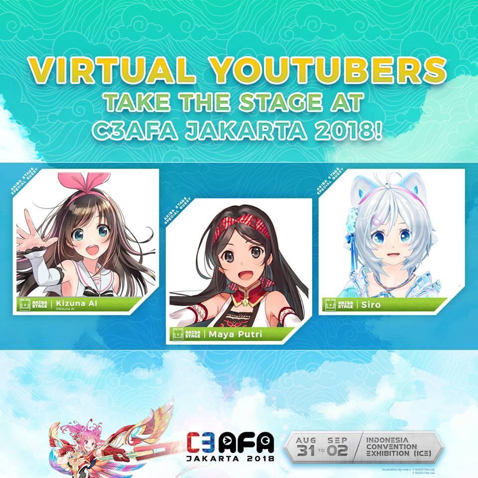 Tiga Virtual YouTuber Akan Meramaikan C3AFA Jakarta 2018