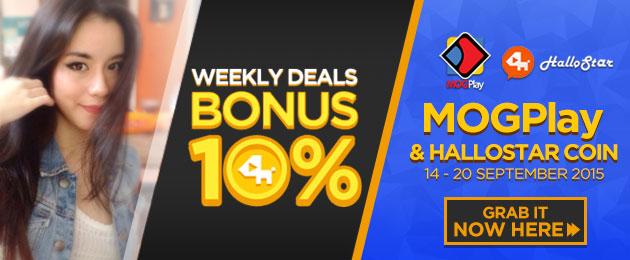 Weekly Deals INDOMOG Berikan Bonus 10% MOGPlay dan Hallostar Coin!