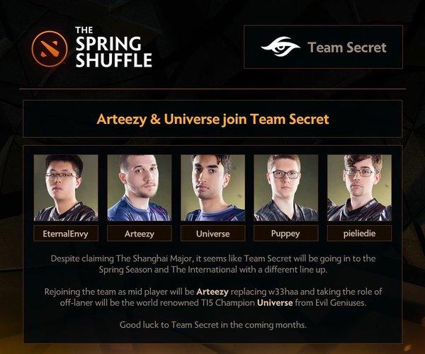 Arteezy dan Universe Merapat Ke Team Secret!