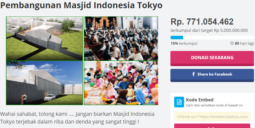 Warga Indonesia Crowdfunding Online untuk Membangun Masjid di Tokyo