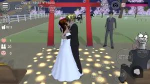 Ilustrasi menikah di Sakura School Simulation. (Sumber: Reddit)